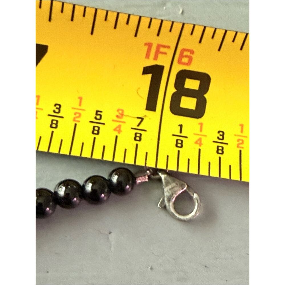 925 Sterling Silver Black Beaded Cross Necklace - Picture 9 of 9